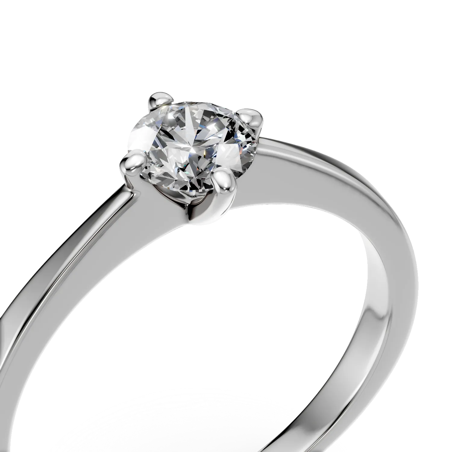 Inel de logodna din aur alb de 18K cu un diamant solitaire de 0.405ct