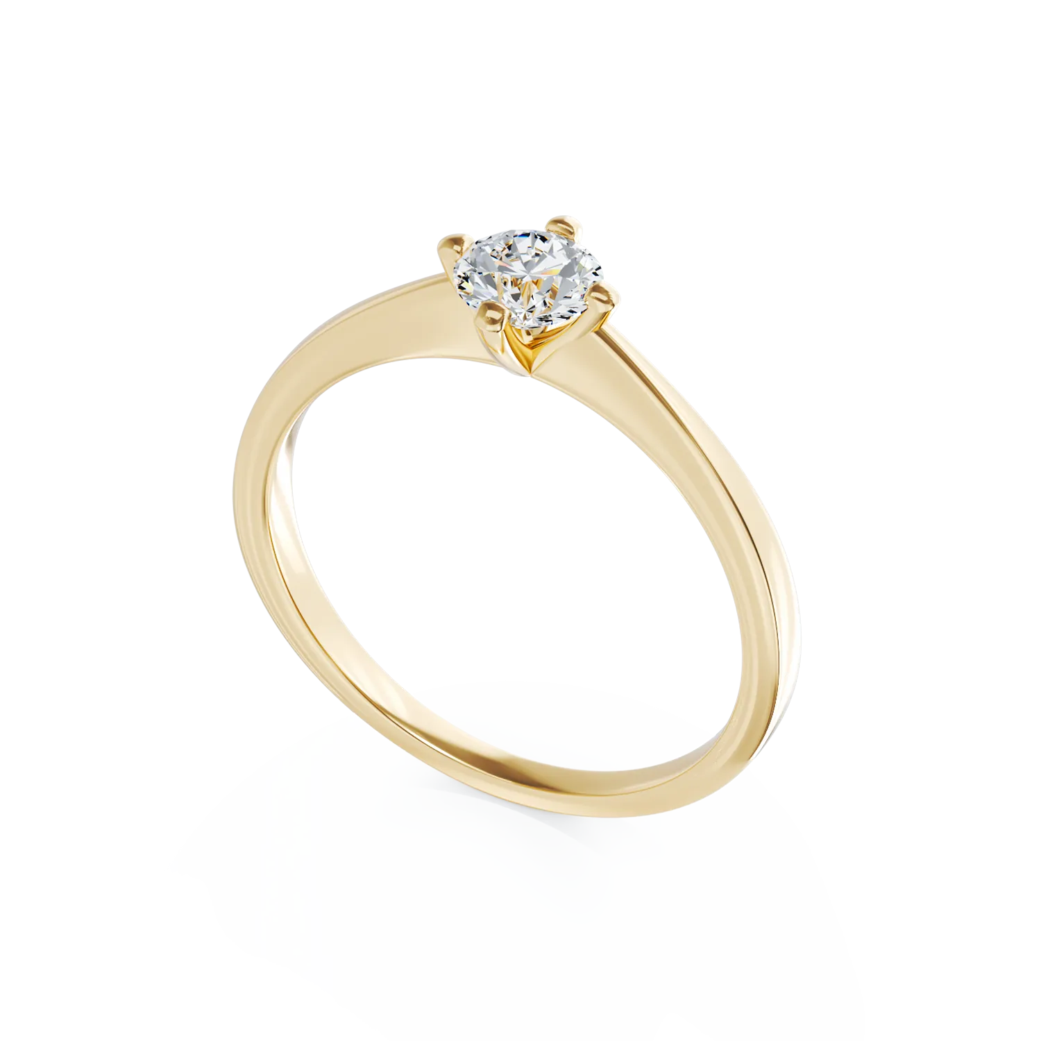 Inel de logodna din aur galben de 18K cu diamant solitaire de 0.405ct