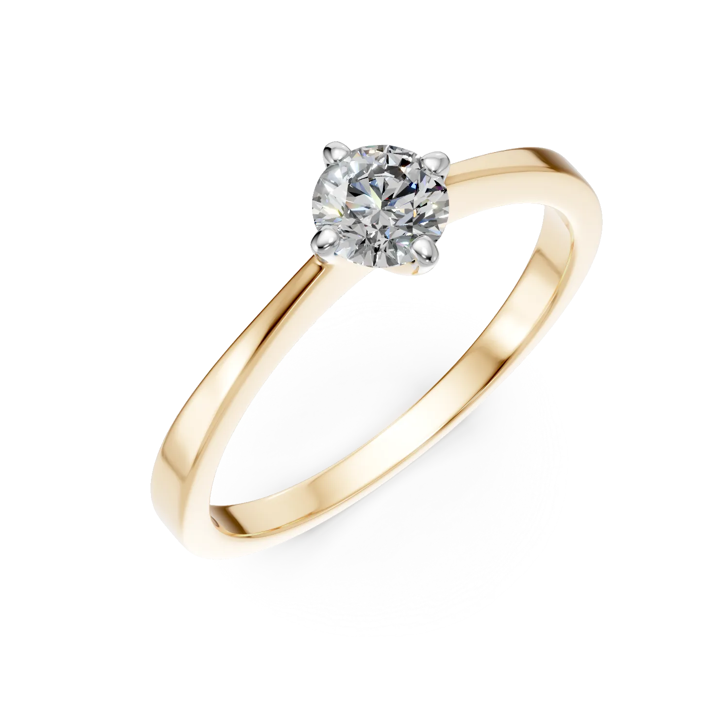 Inel de logodna din aur galben de 18K cu diamant de 0.43ct