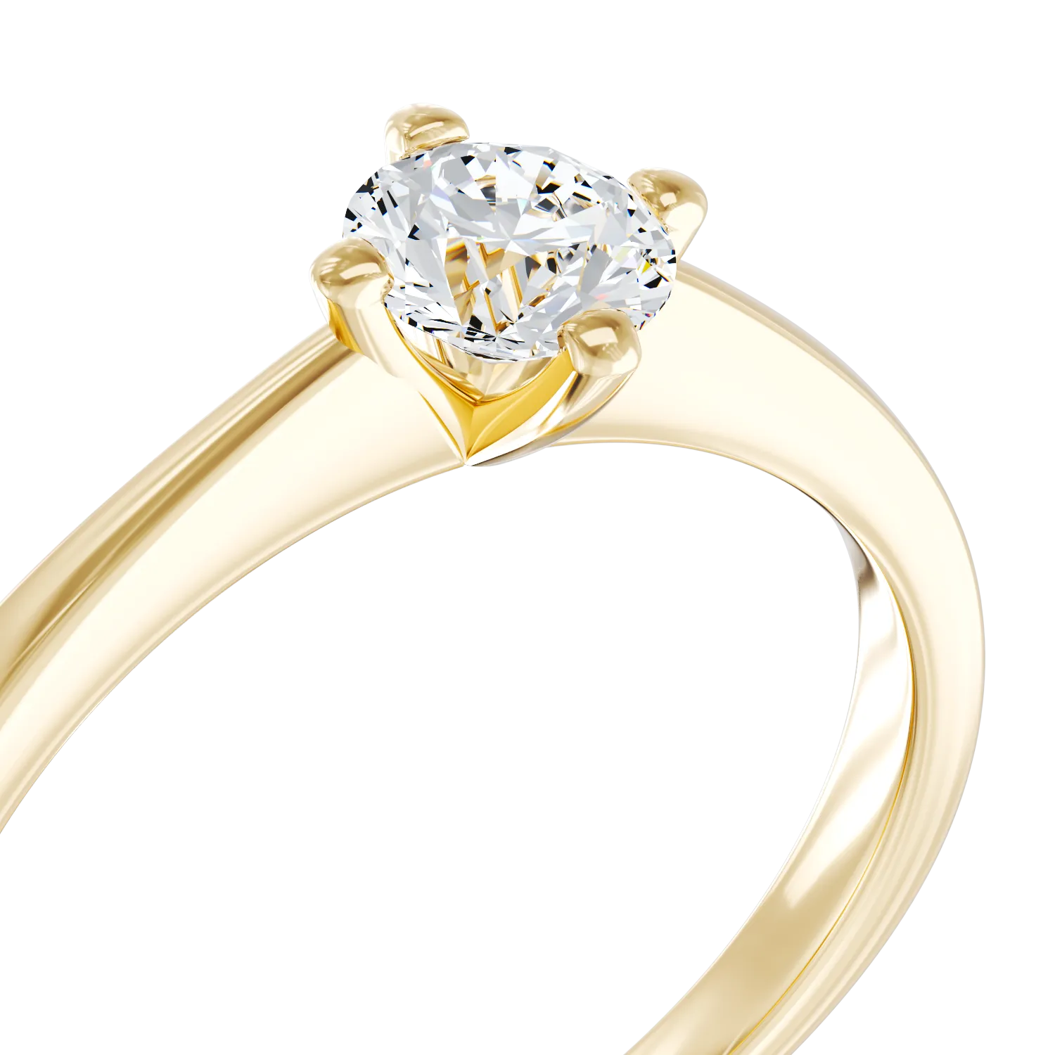 Inel de logodna din aur galben de 18K cu diamant de 0.44ct