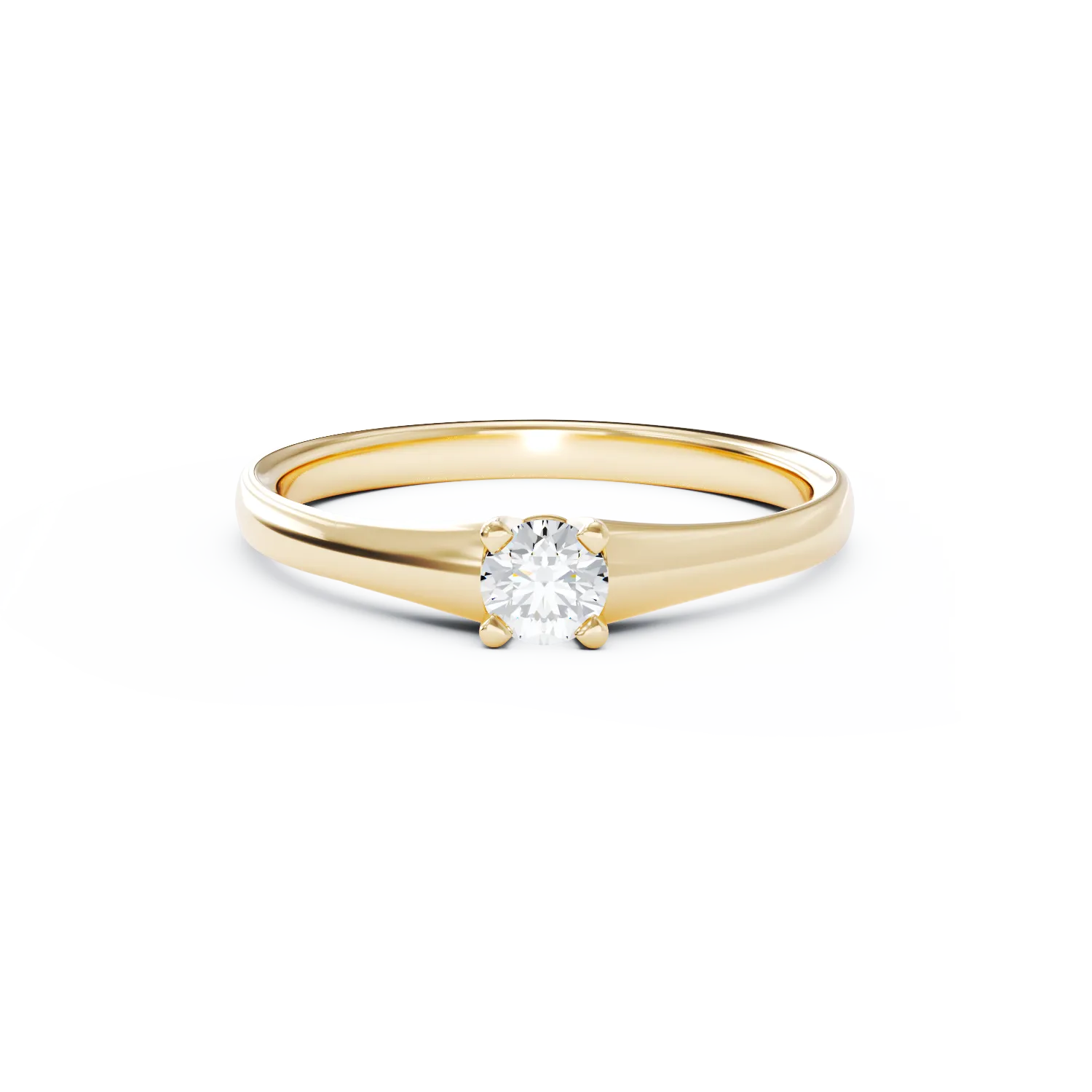 Inel de logodna din aur galben de 18K cu un diamant solitaire de 0.195ct