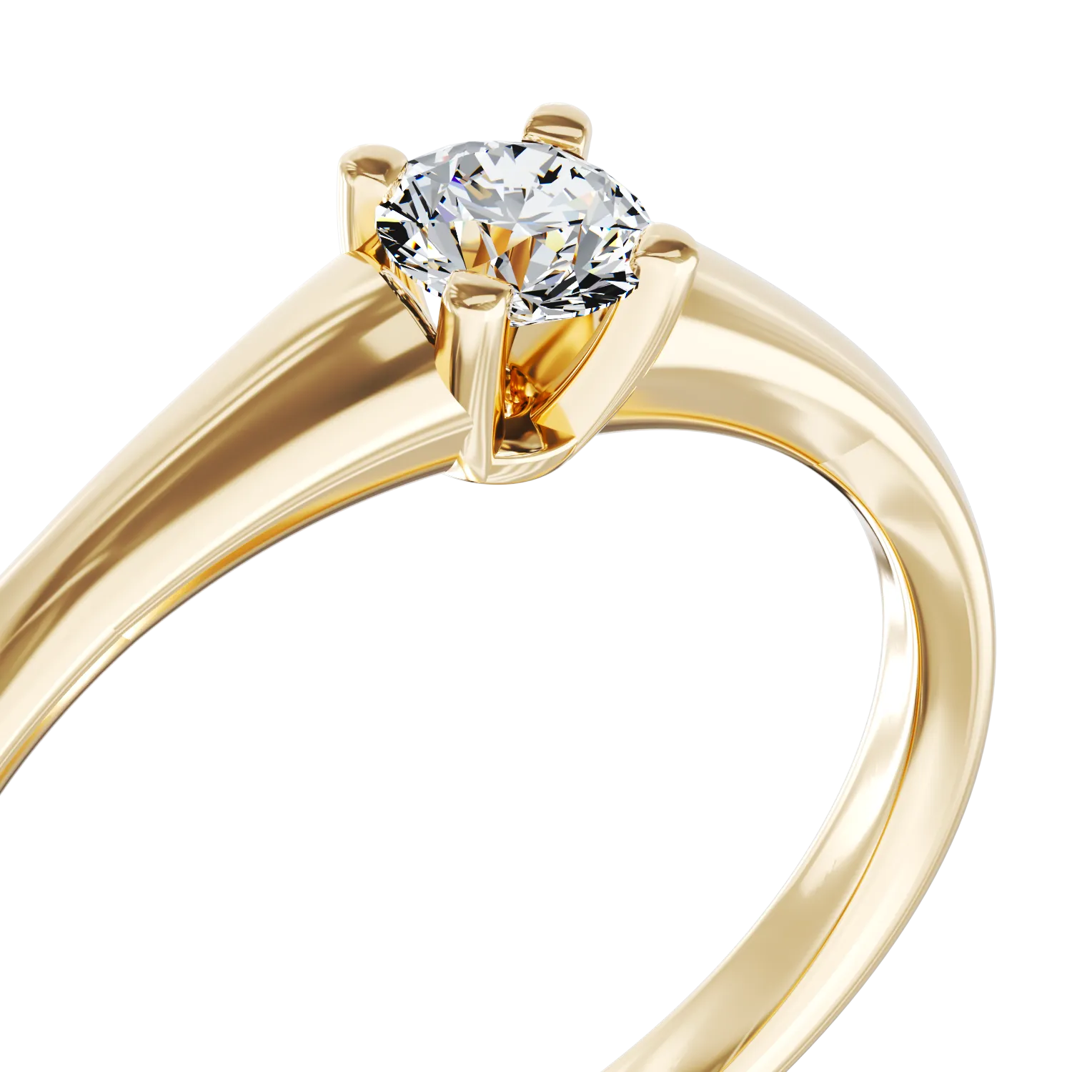 Inel de logodna din aur galben de 18K cu un diamant solitaire de 0.195ct