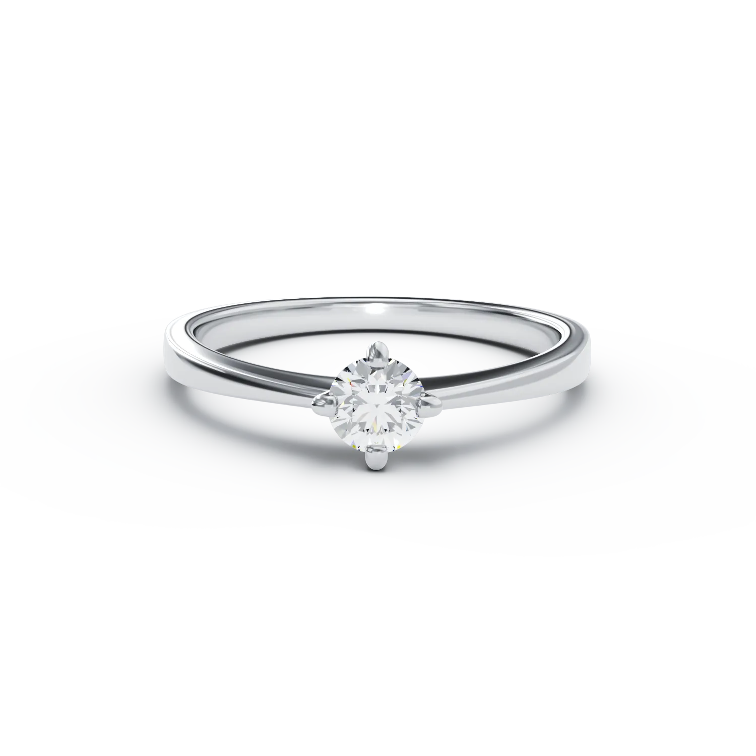 Inel de logodna din aur alb de 18K cu un diamant solitaire de 0.305ct