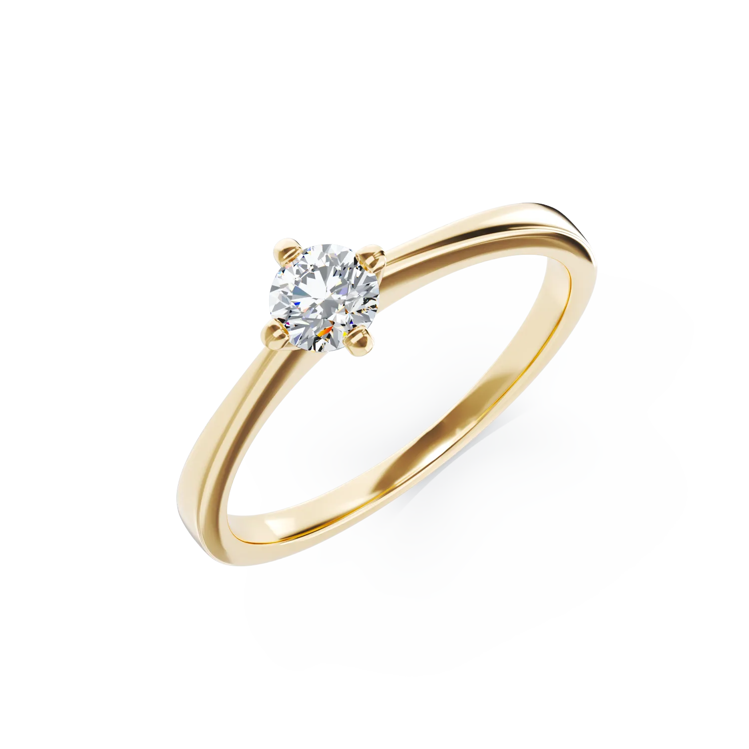 Inel de logodna din aur galben de 18K cu un diamant solitaire de 0.305ct