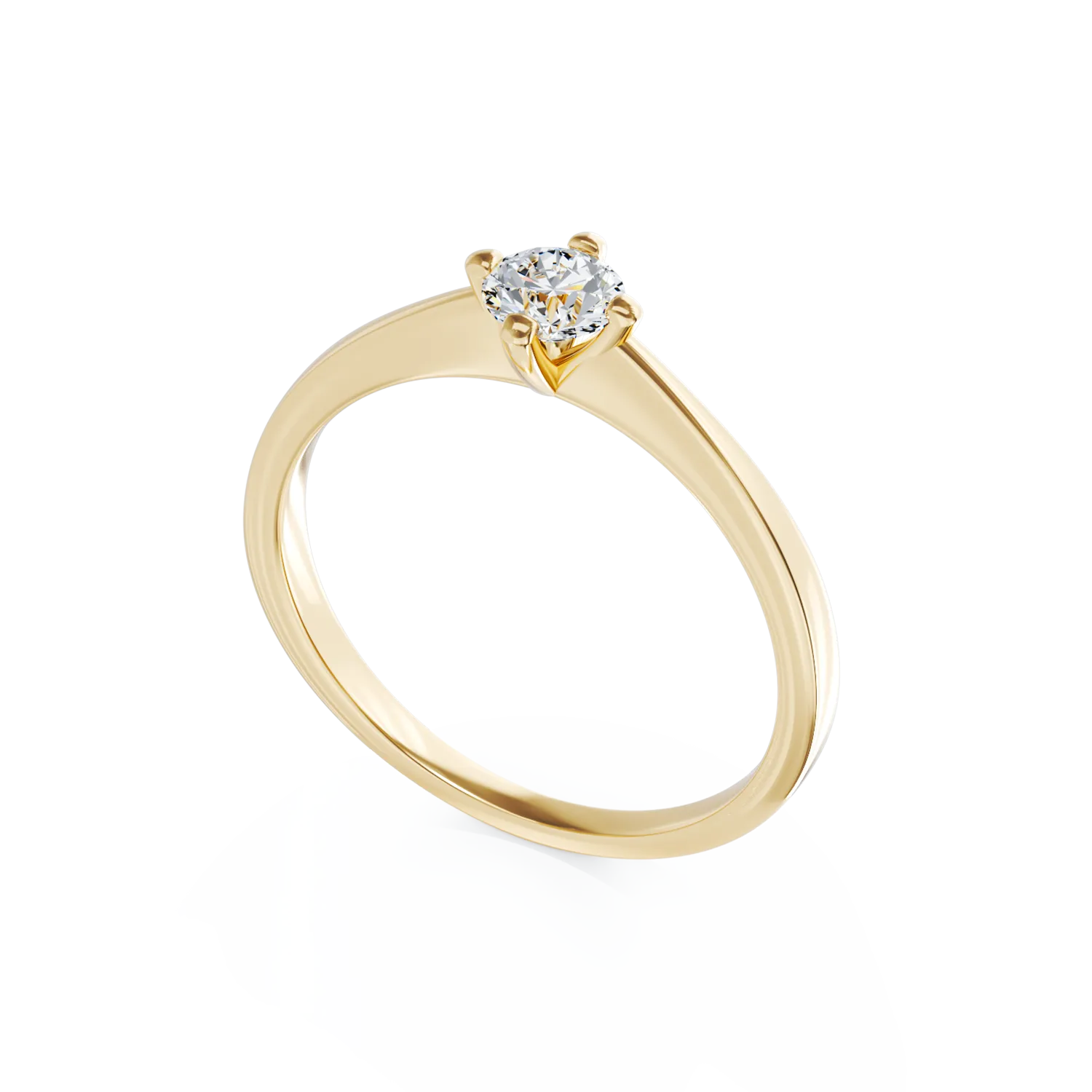 Inel de logodna din aur galben de 18K cu un diamant solitaire de 0.305ct