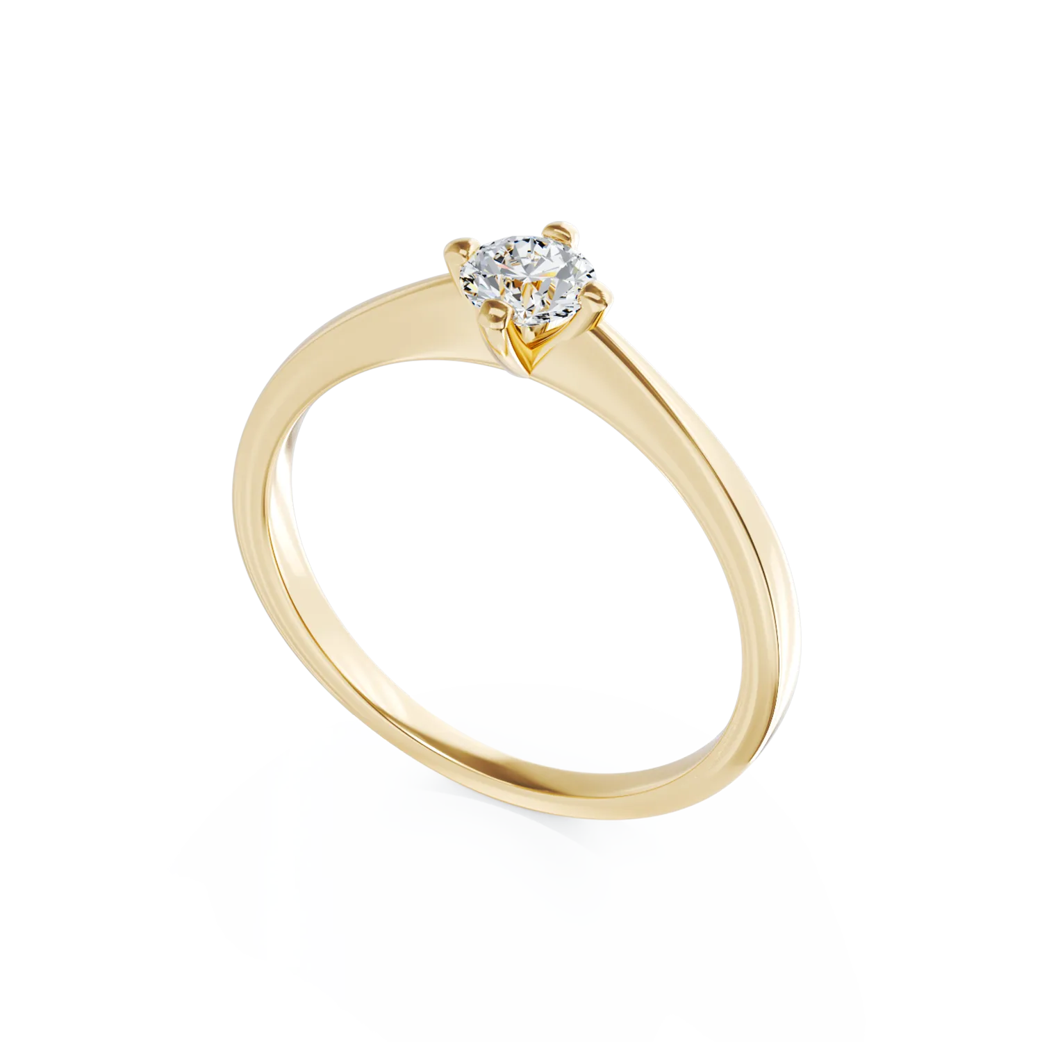 Inel de logodna din aur galben de 18K cu un diamant solitaire de 0.31ct