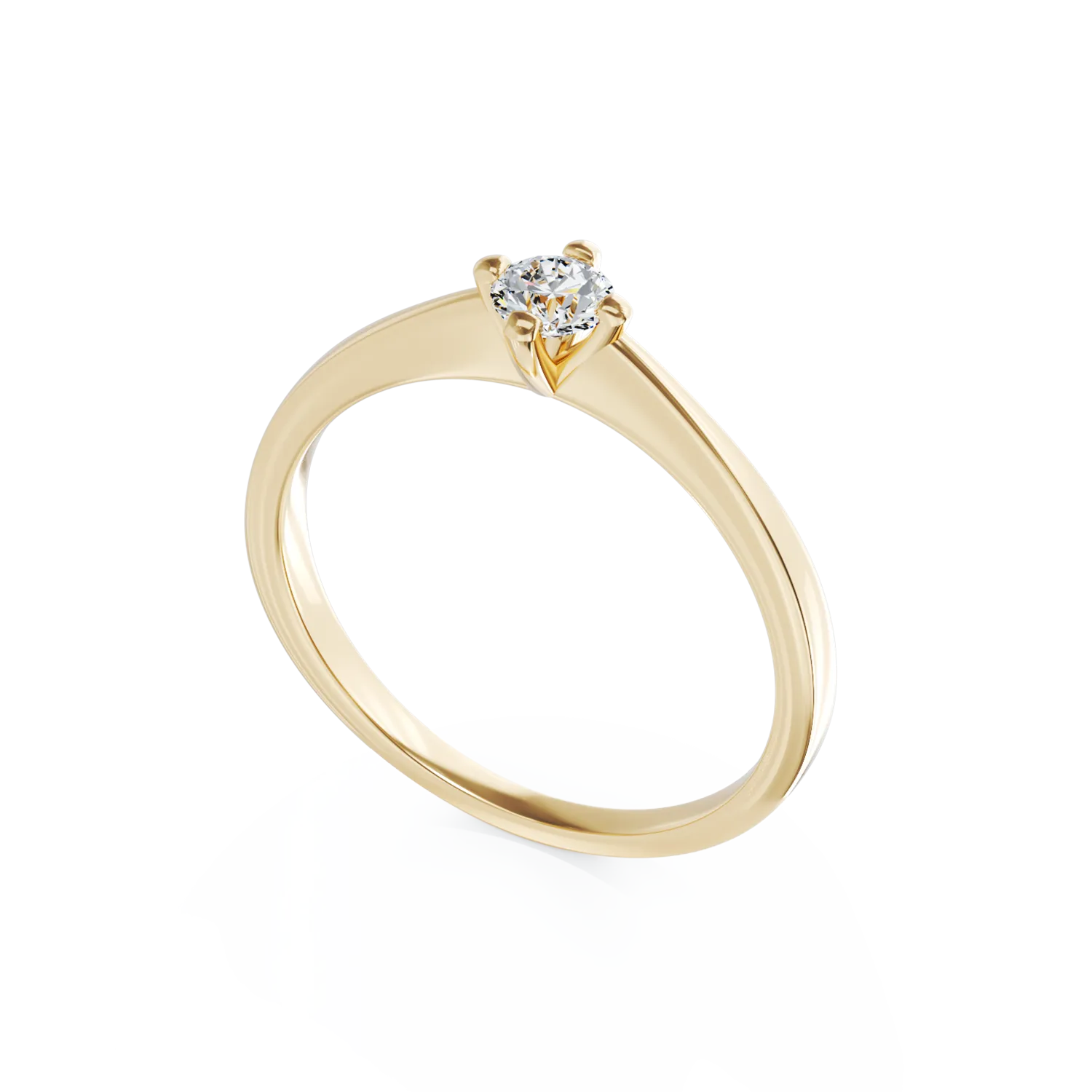 18K yellow gold engagement ring with 0.19ct solitaire diamond