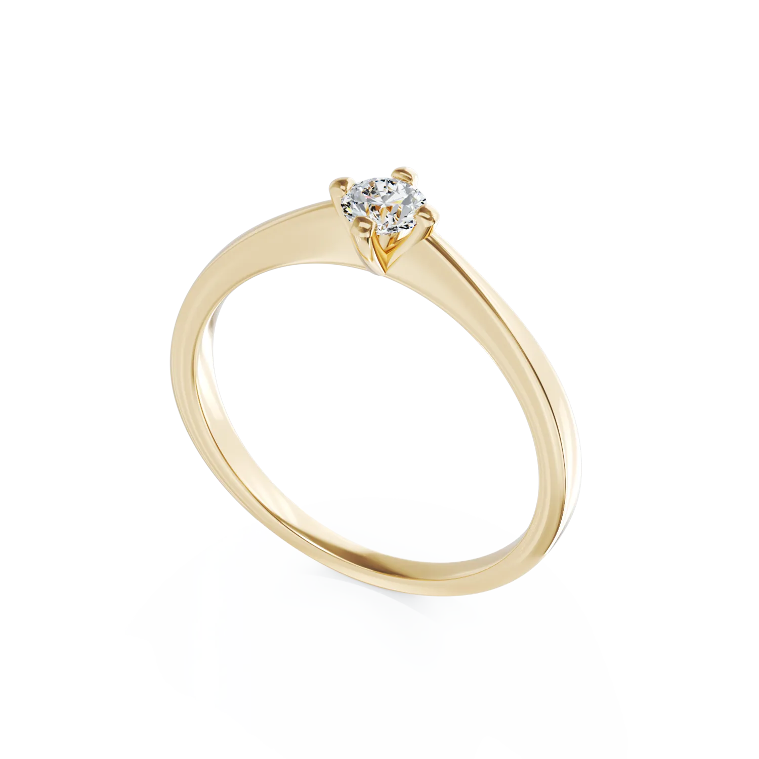 Inel de logodna din aur galben de 18K cu un diamant solitaire de 0.24ct