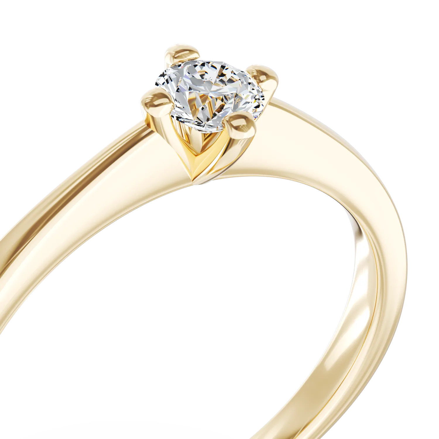 18K yellow gold engagement ring with a 0.25ct solitaire diamond