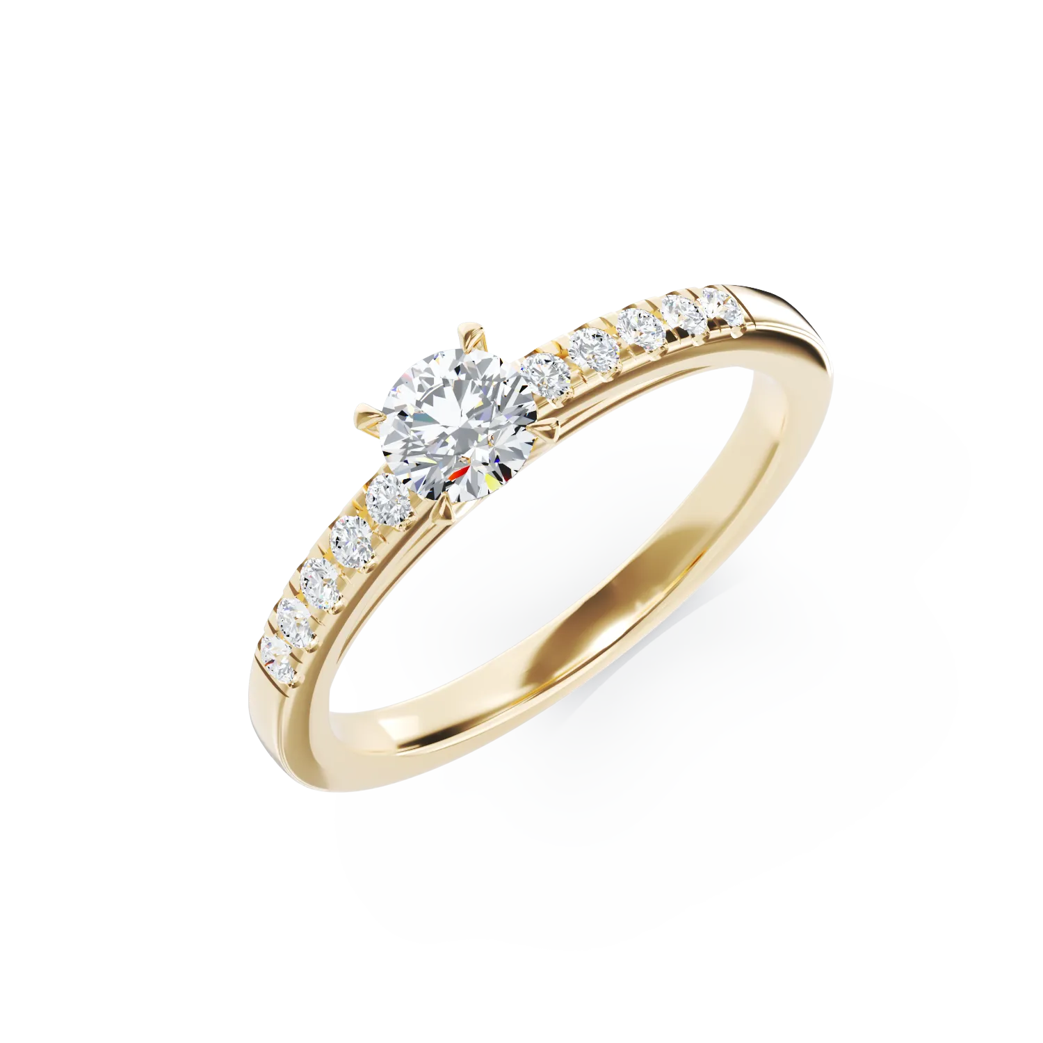 Inel de logodna din aur galben de 18K cu diamant de 0.395ct si diamante de 0.14ct-103314
