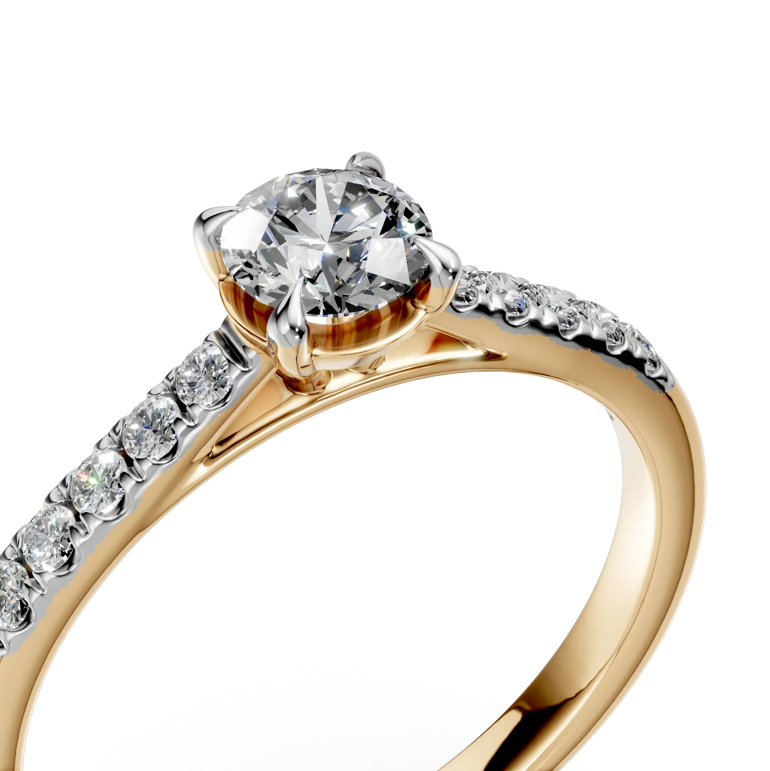 18K yellow gold engagement ring with 0.395ct diamond and 0.14ct diamonds