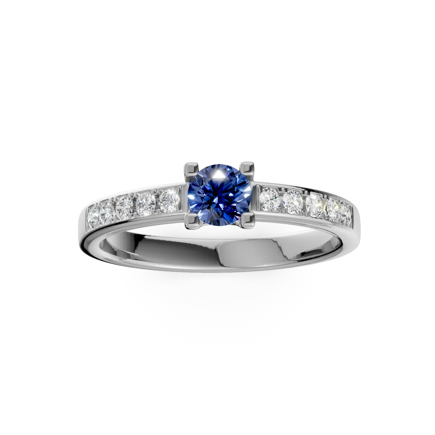 Годежен пръстен от 18K бяло злато с 0.298ct сапфир и 0.133ct диаманти
