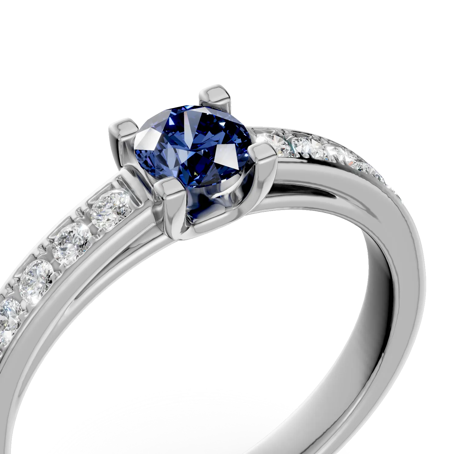 Годежен пръстен от 18K бяло злато с 0.298ct сапфир и 0.133ct диаманти