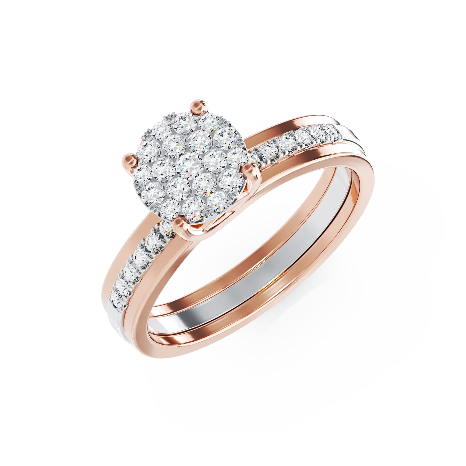 Годежен пръстен от 18K бяло розово злато с 0.42ct диаманти