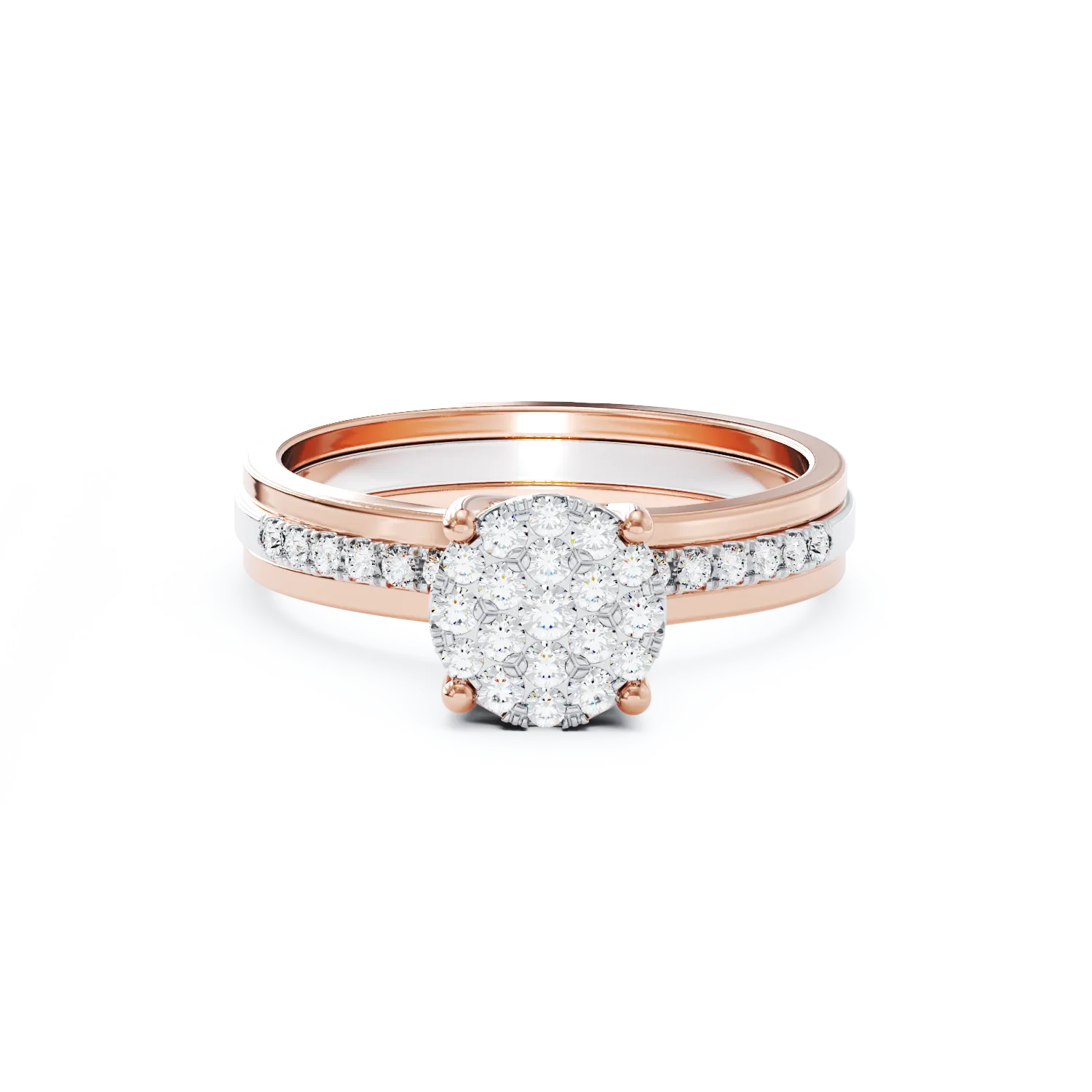 Годежен пръстен от 18K бяло розово злато с 0.42ct диаманти