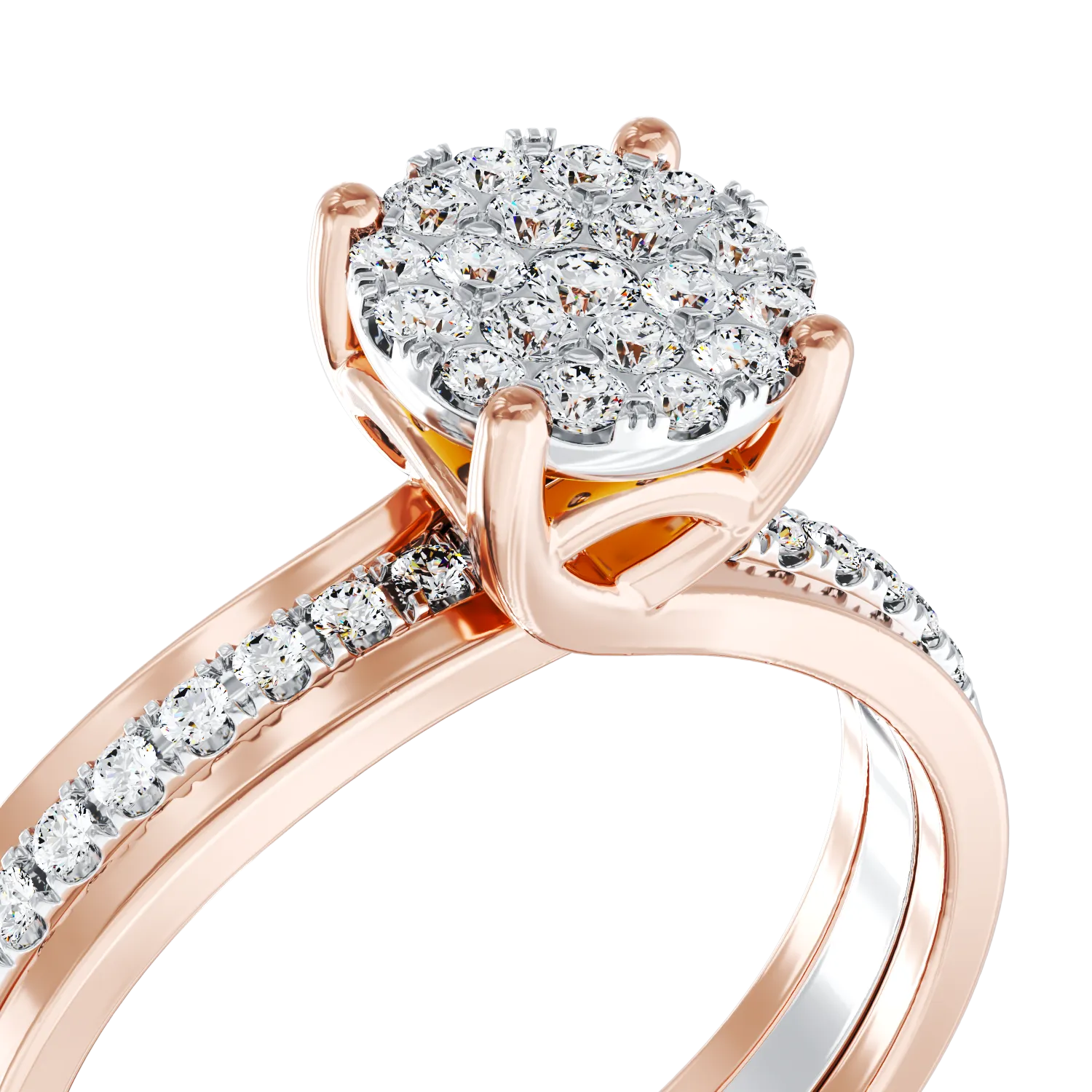 18K fehérrózsa arany eljegyzési gyűrű 0.42ct gyémántokkal