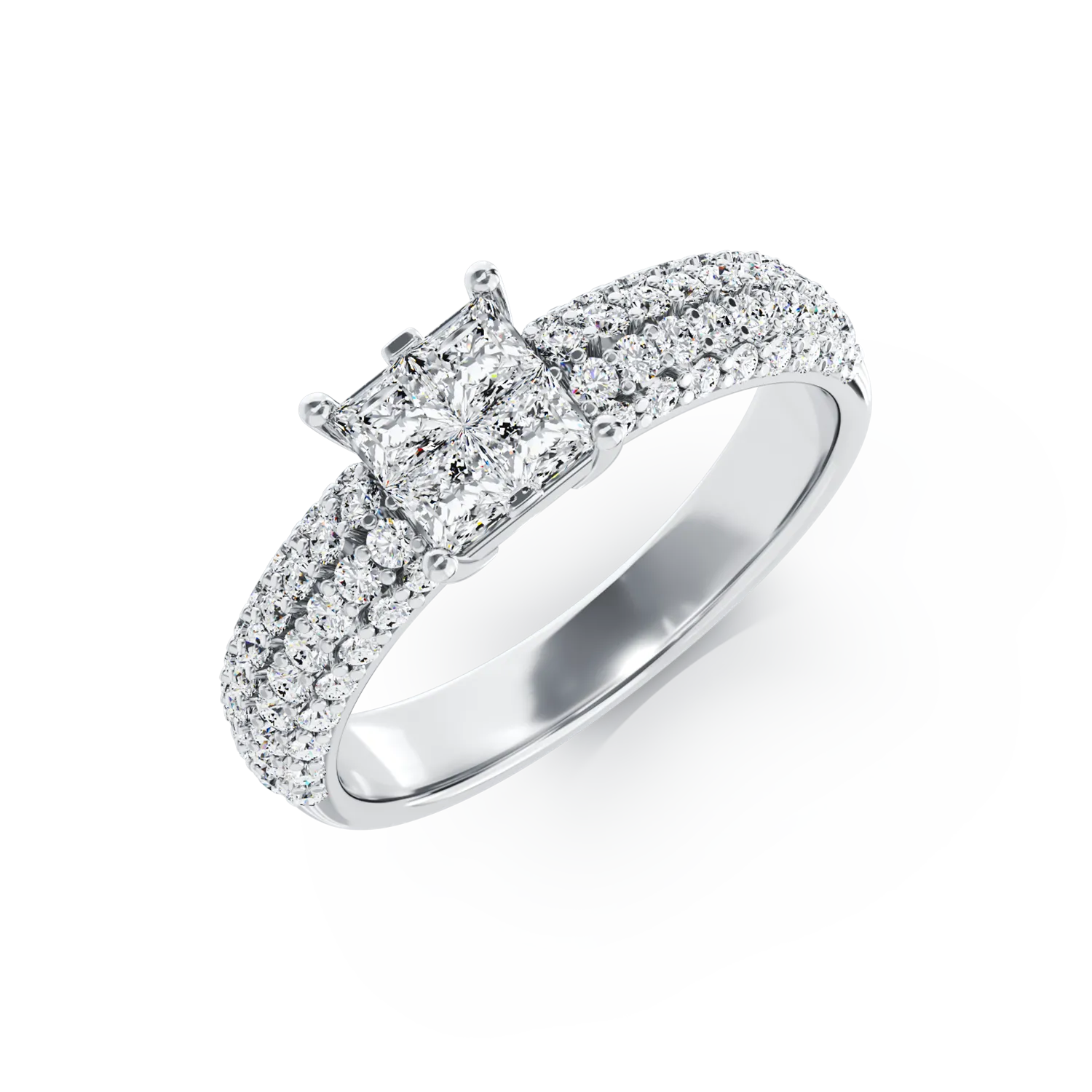 Pierścionek zaręczynowy z 18K białego złota z diamentami o masie 0.98ct