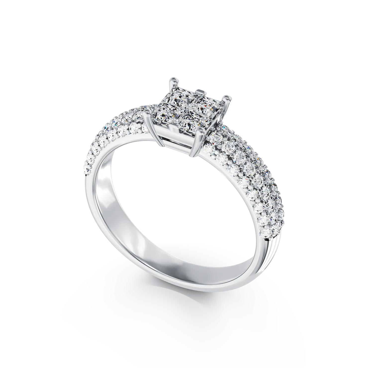 Inel de logodna din aur alb de 18K cu diamante de 0.98ct