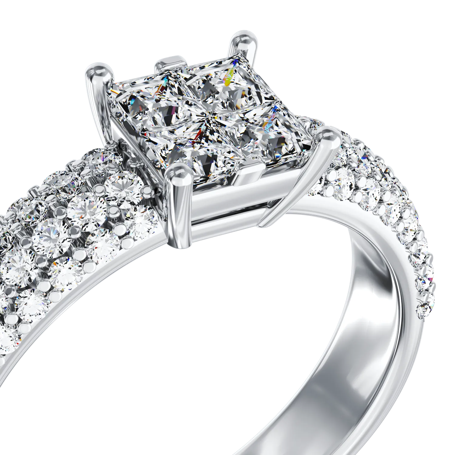 Inel de logodna din aur alb de 18K cu diamante de 0.98ct
