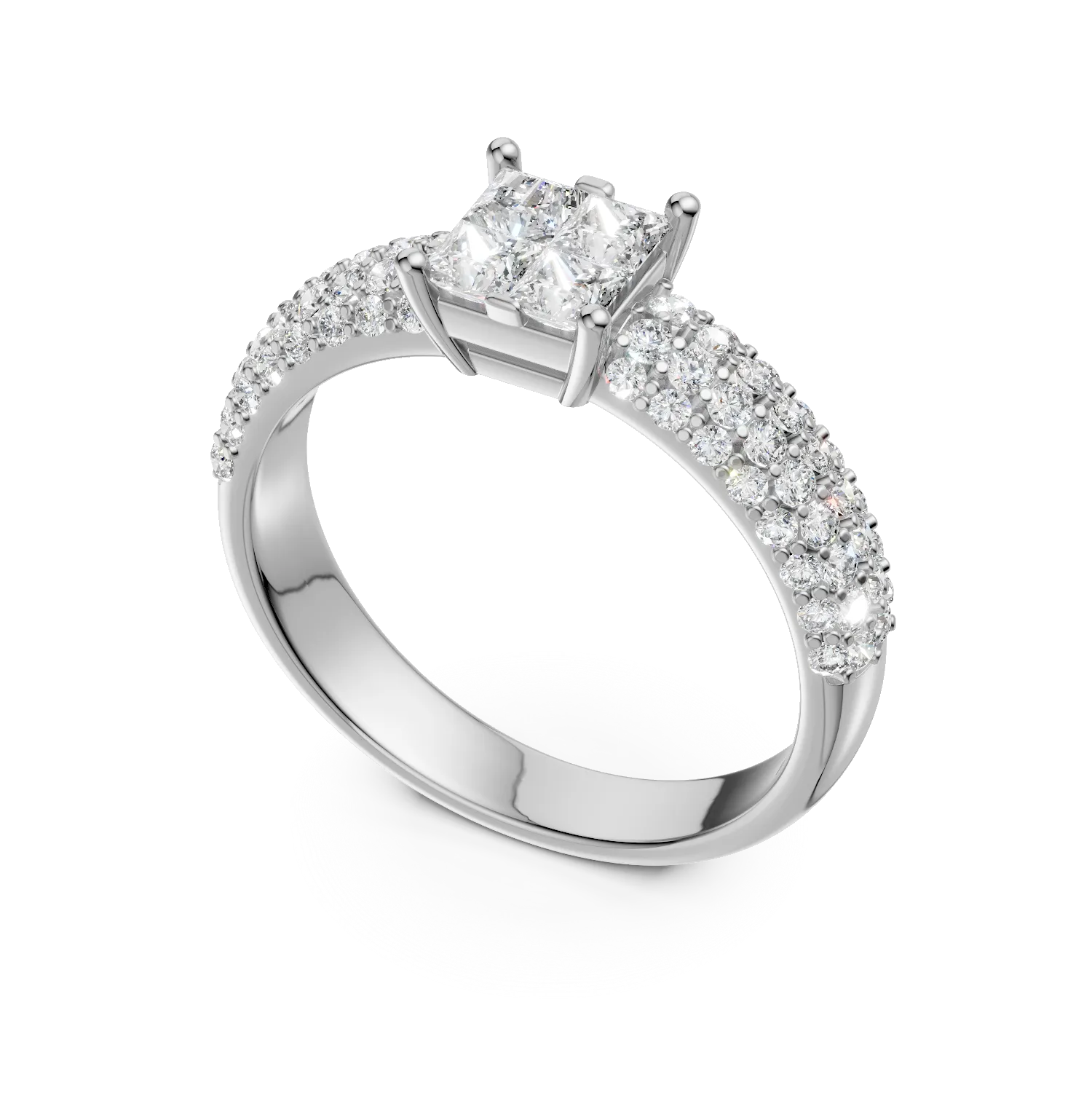 Inel de logodna din aur alb de 18K cu diamante de 0.98ct
