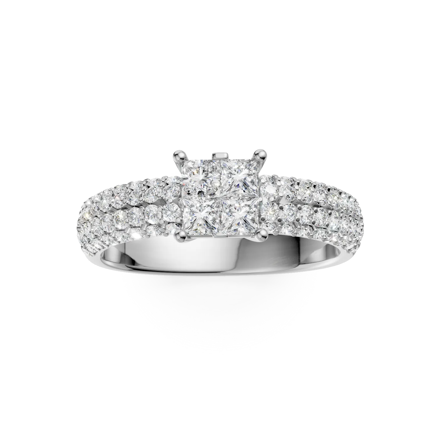 Inel de logodna din aur alb de 18K cu diamante de 0.98ct