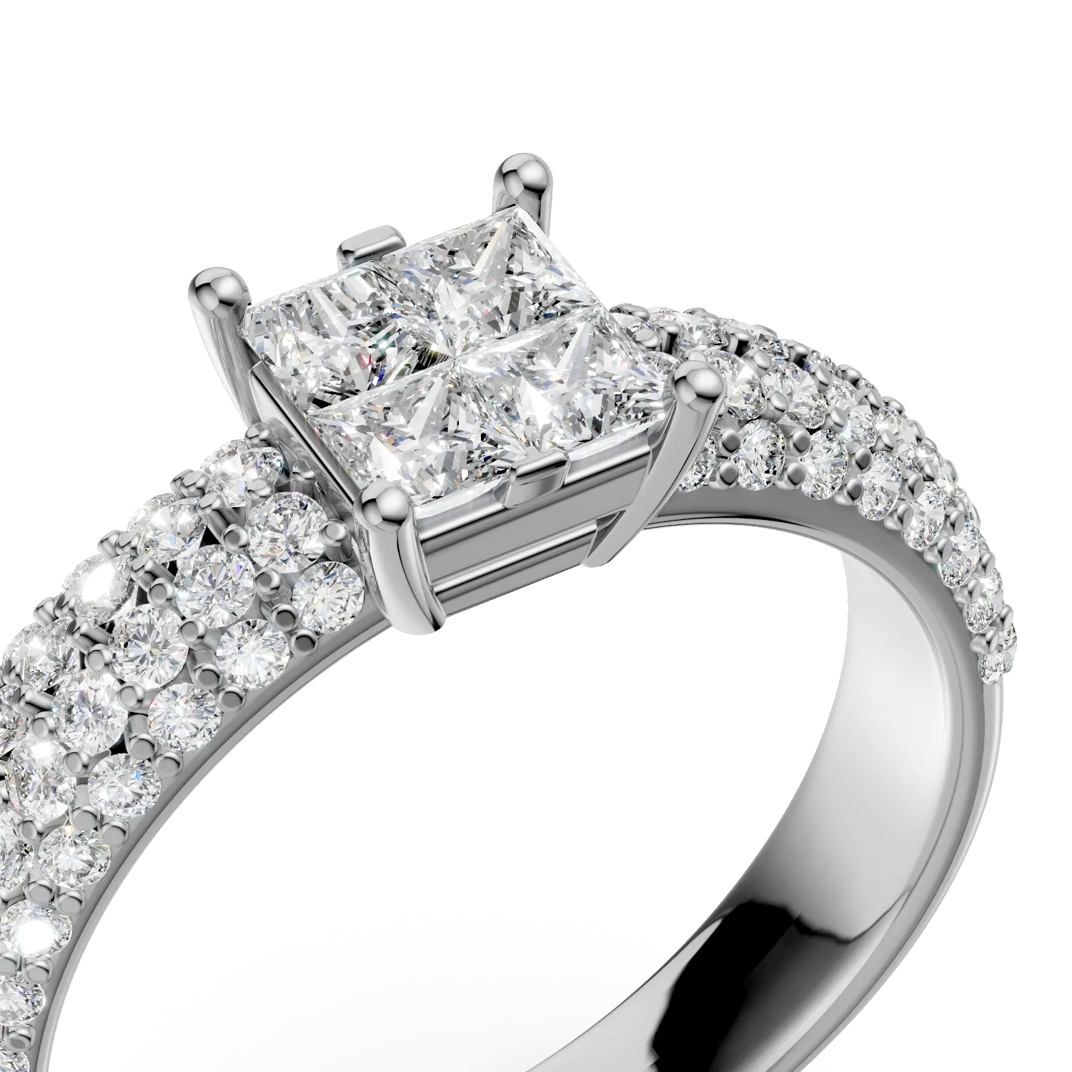 Inel de logodna din aur alb de 18K cu diamante de 0.98ct