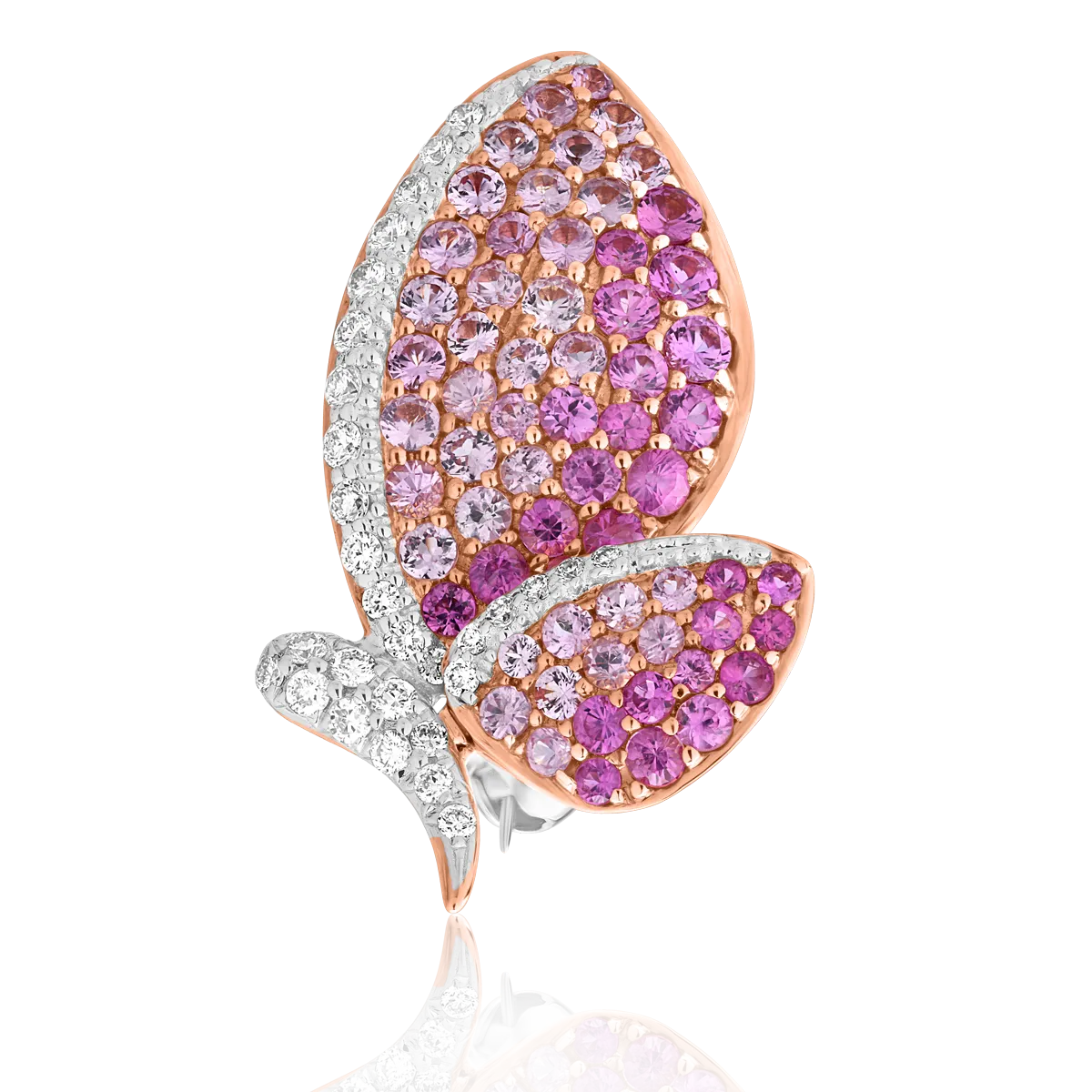 18K rose gold brooch with 1.43ct pink sapphire and 0.21ct diamonds