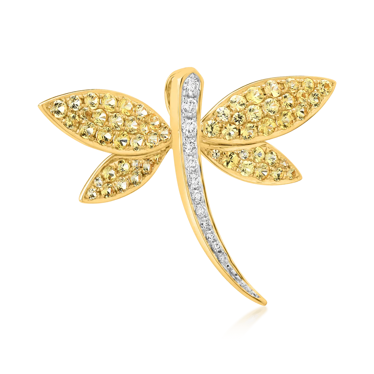18K white-yellow gold brooch with 1.72ct yellow sapphires and 0.2ct diamonds