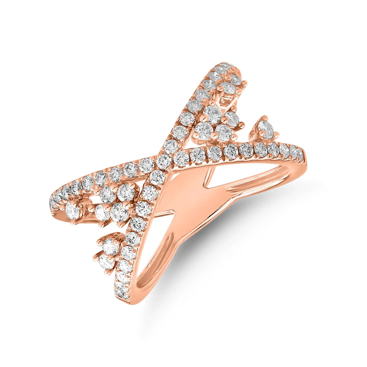 18K rose gold ring with 0.69 diamonds