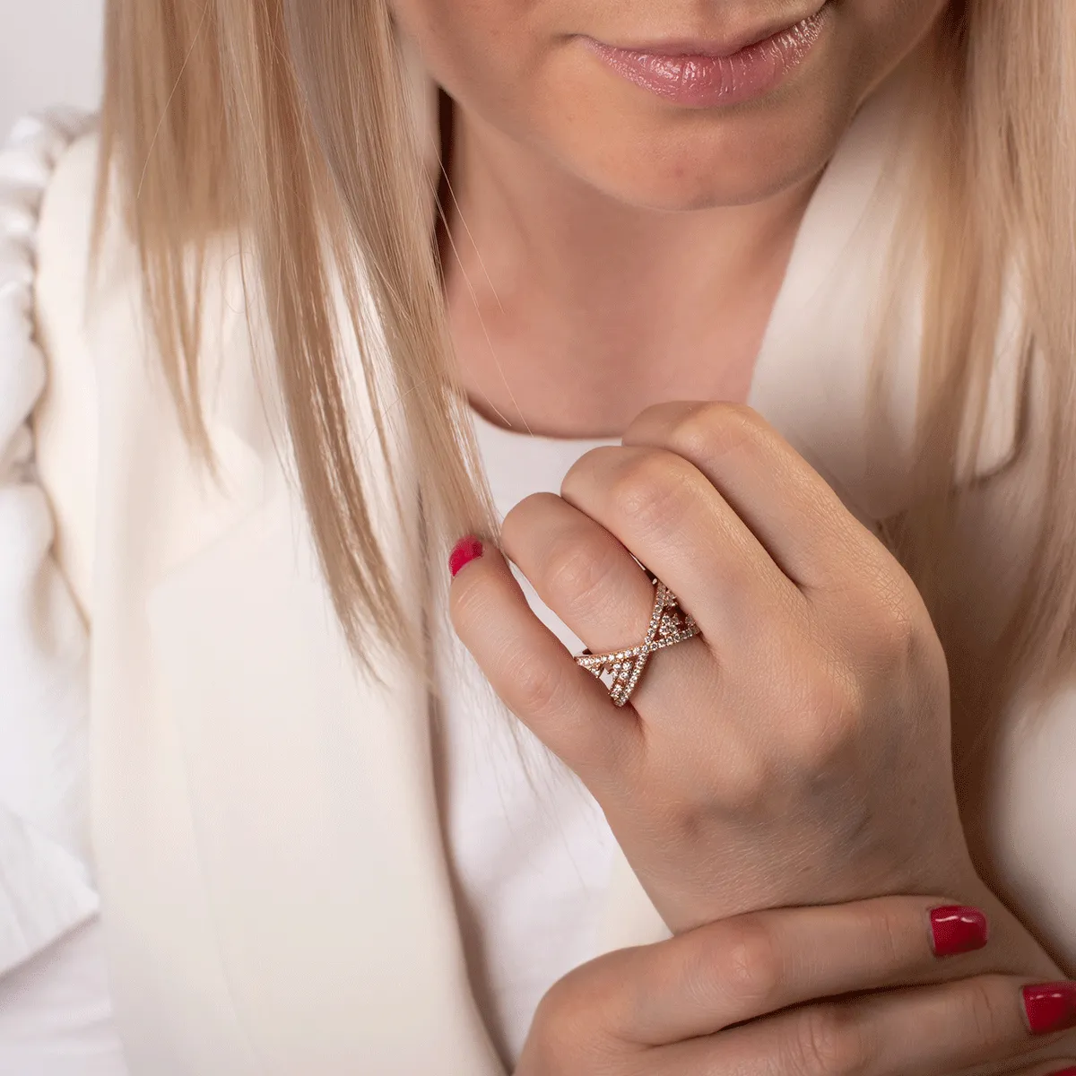 Gyűrű 18K-os rózsaszín aranyból 0,69ct gyémánttal