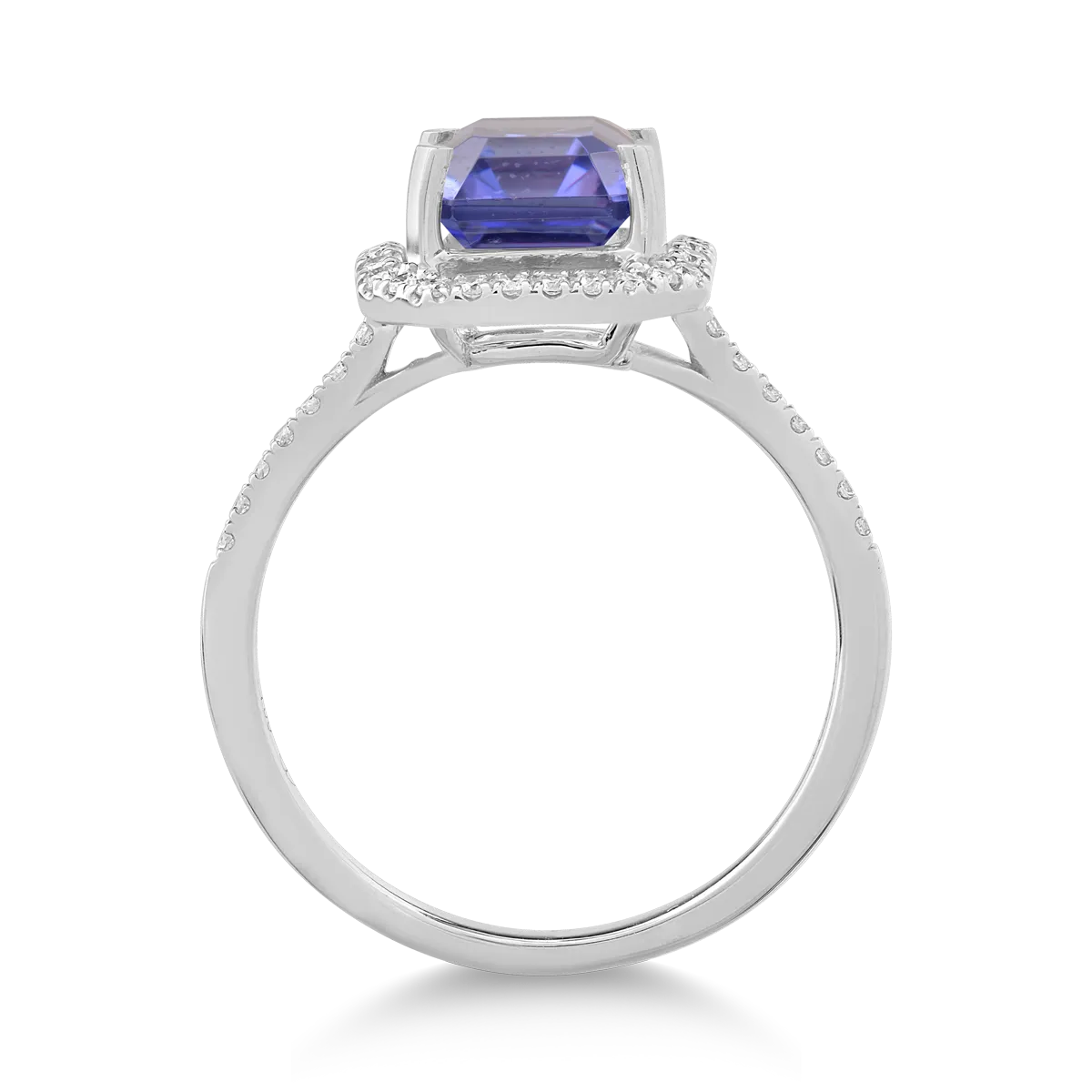 18K fehérarany gyűrű 1.99ct tanzanittal és 0.223ct gyémántokkal