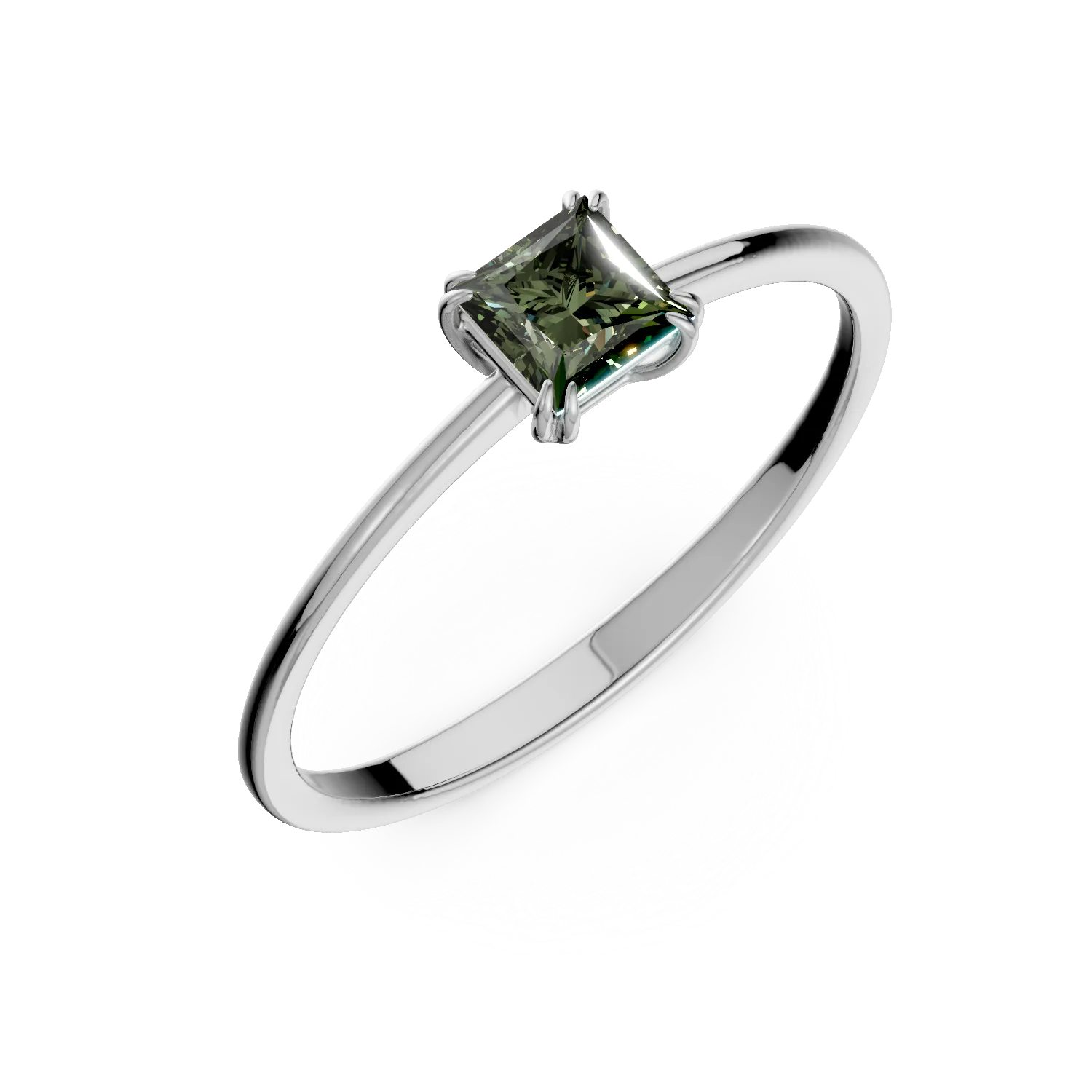 Inel de logodna din aur alb de 18K cu turmalina verde de 0.35ct