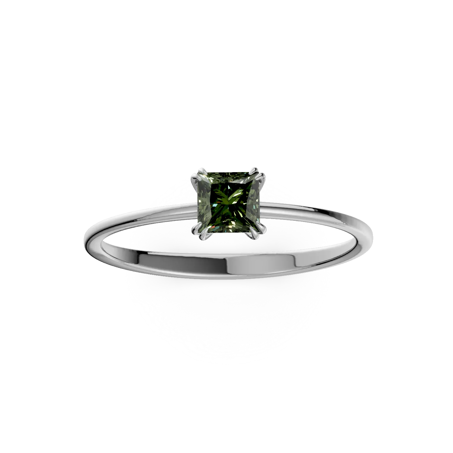 Годежен пръстен от 18K бяло злато с 0.35ct зелен турмалин