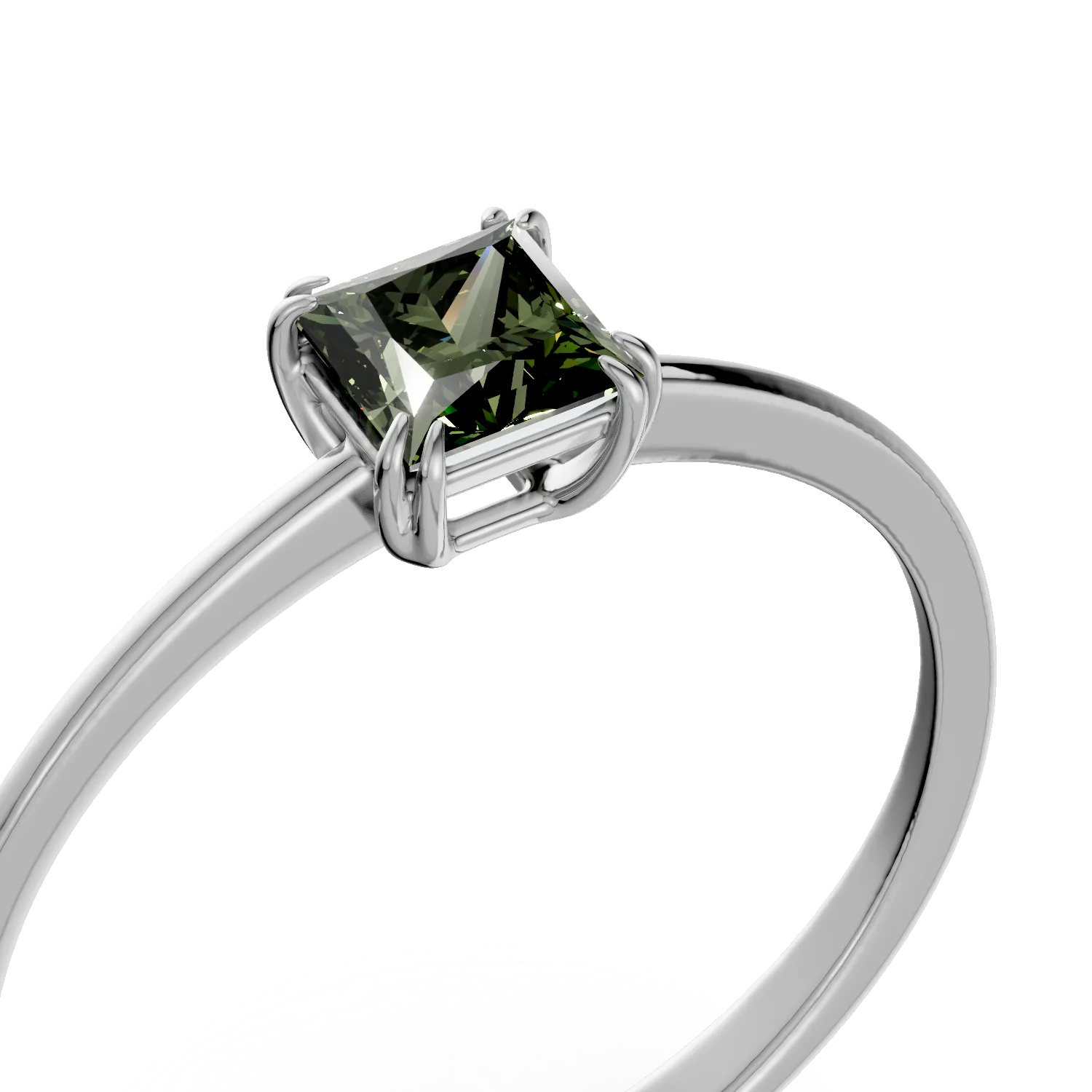 Годежен пръстен от 18K бяло злато с 0.35ct зелен турмалин