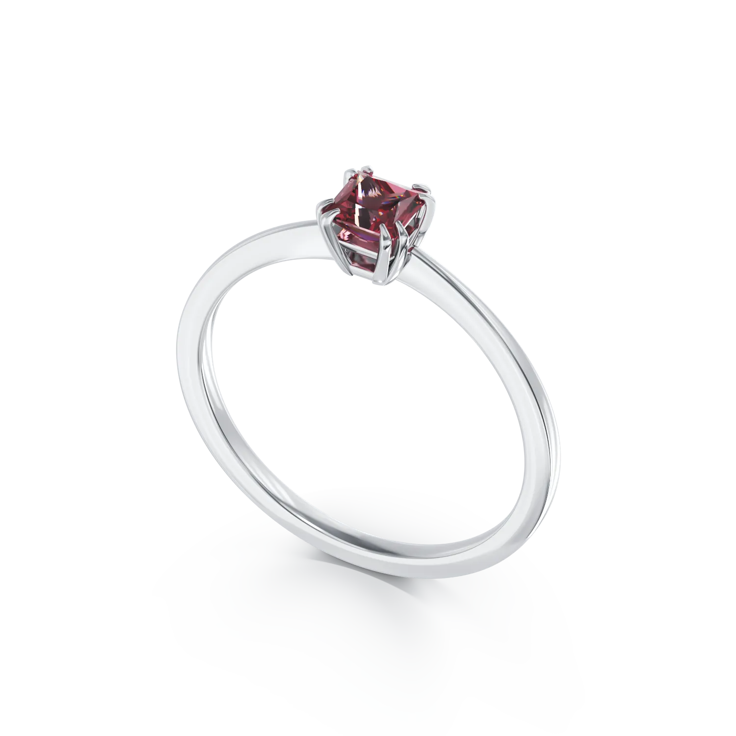 18K white gold engagement ring with 0.4ct tourmaline