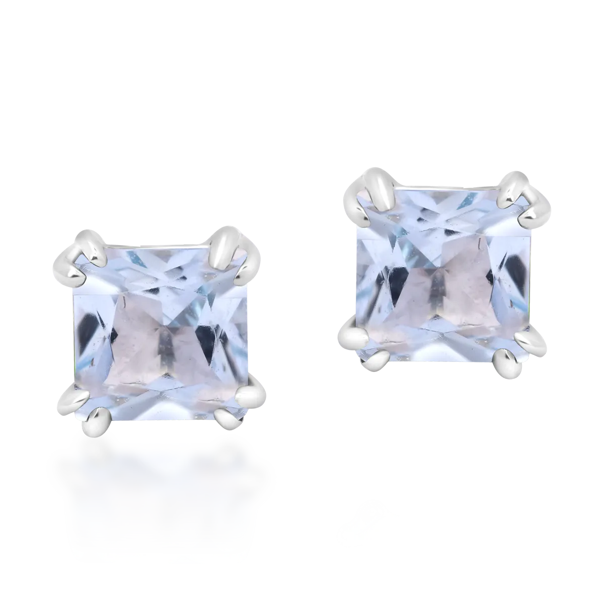 Cercei din aur alb de 18K cu acvamarine de 0.57ct