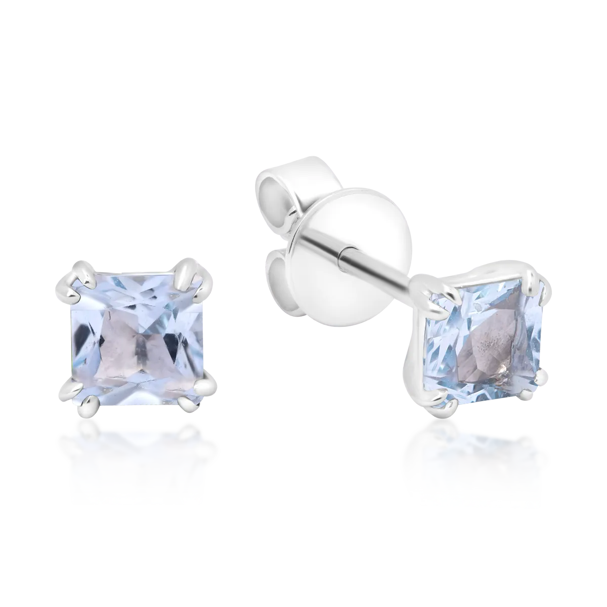 Cercei din aur alb cu acvamarine princess de 0.57ct