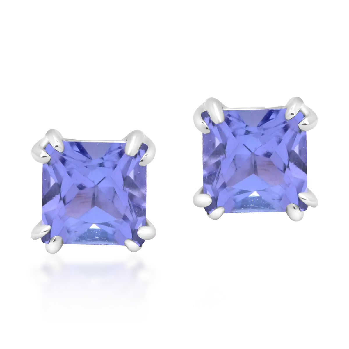 Cercei din aur alb de 18K cu tanzanite de 0.78ct