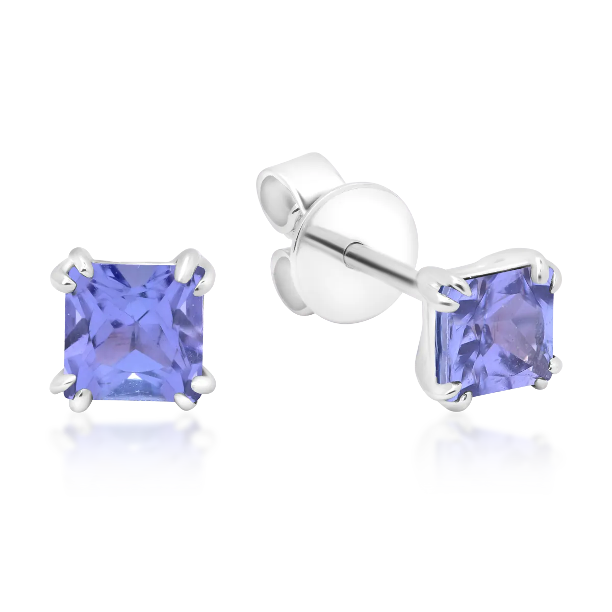 Cercei din aur alb cu tanzanite princess de 0.78ct