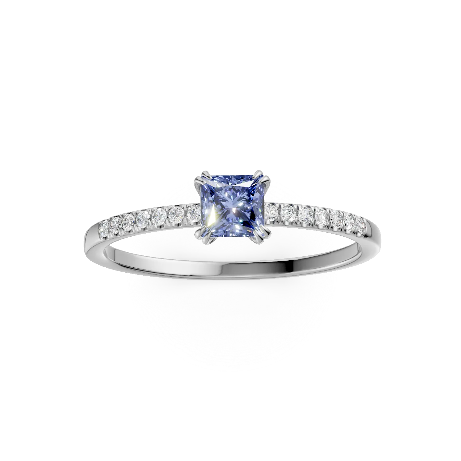Inel de logodna din aur alb de 18K cu iolit de 0.32ct si diamante de 0.06ct