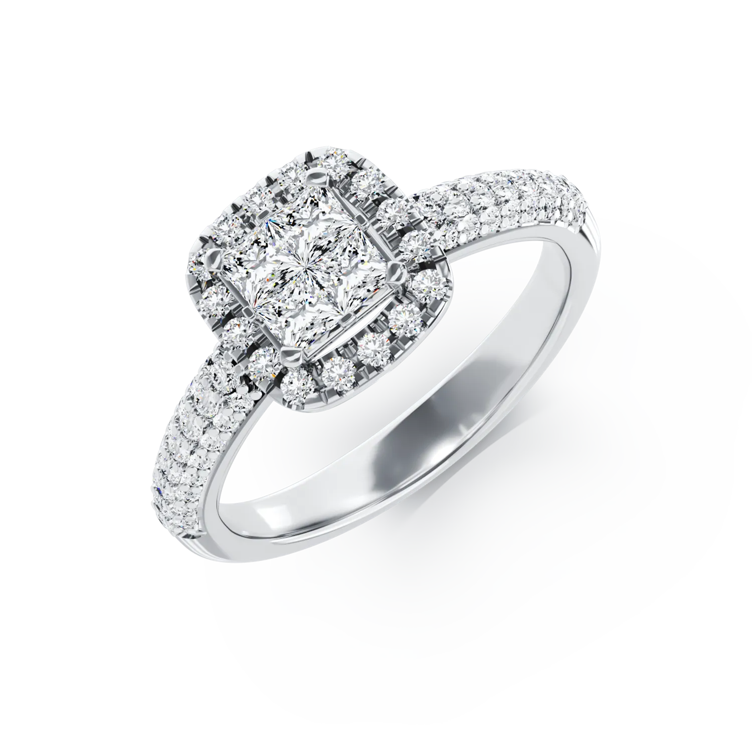 Inel de logodna din aur alb de 18K cu diamante de 0.56ct