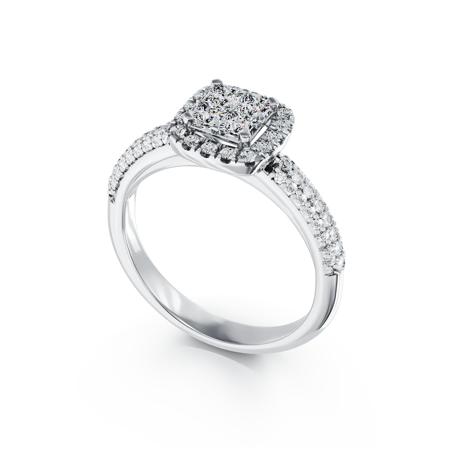Inel de logodna din aur alb de 18K cu diamante de 0.56ct