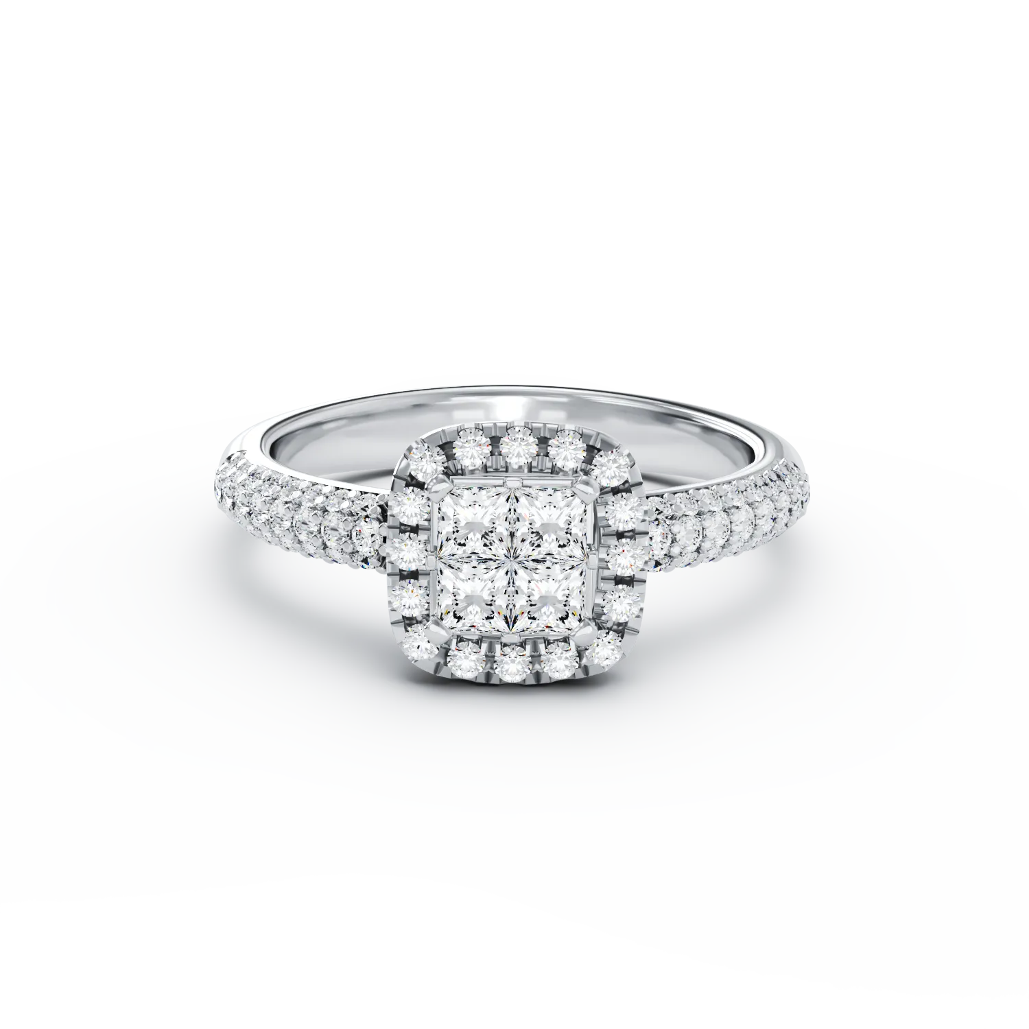 Inel de logodna din aur alb de 18K cu diamante de 0.56ct