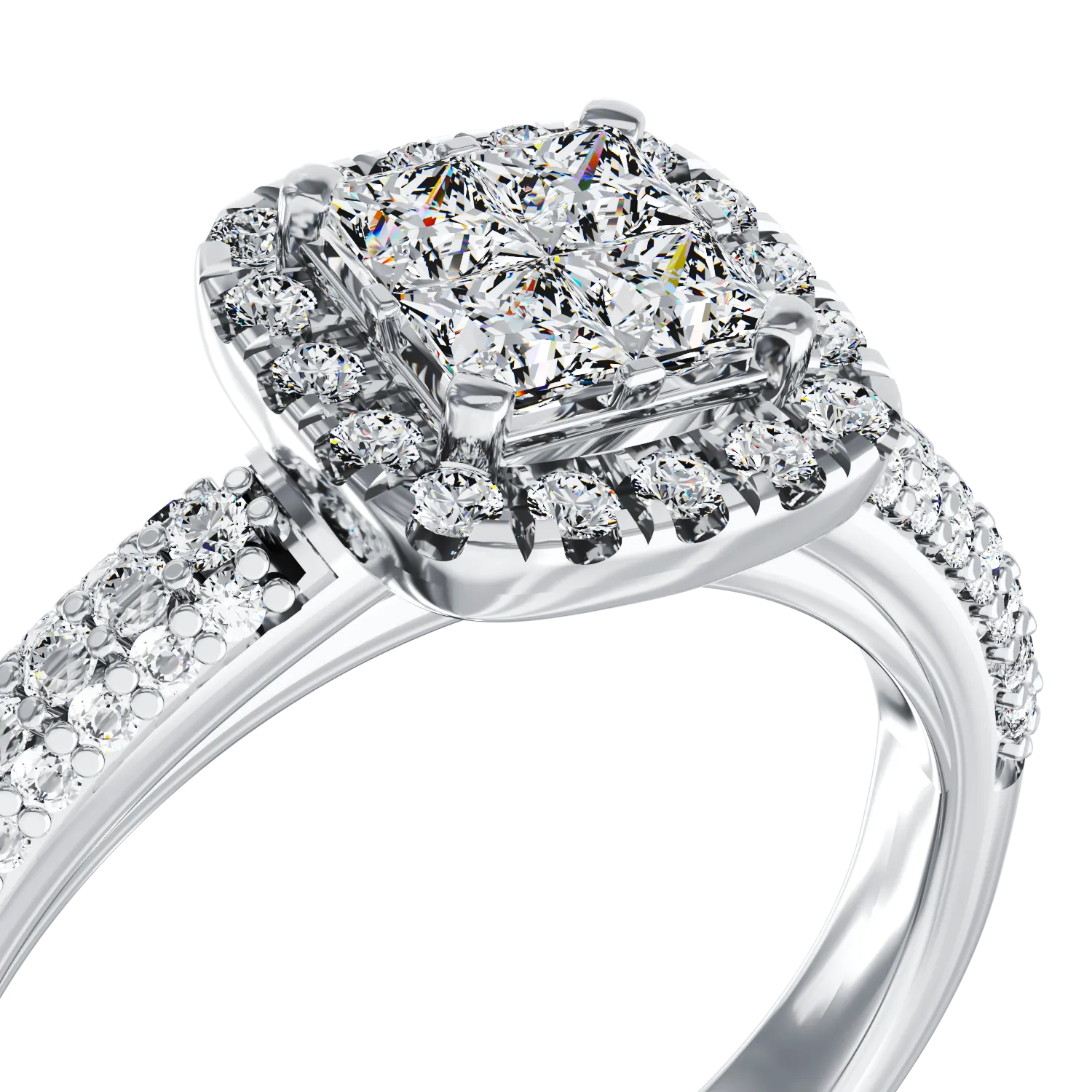 Inel de logodna din aur alb de 18K cu diamante de 0.56ct