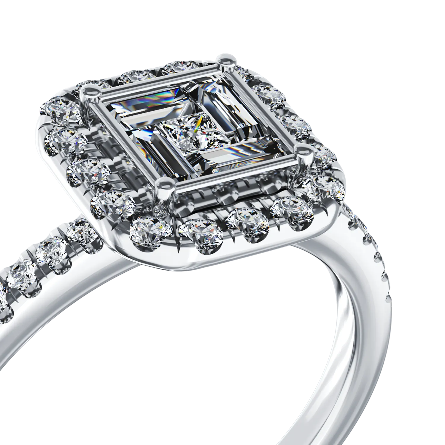 Pierścionek zaręczynowy z 18K białego złota z diamentami 0.47kr