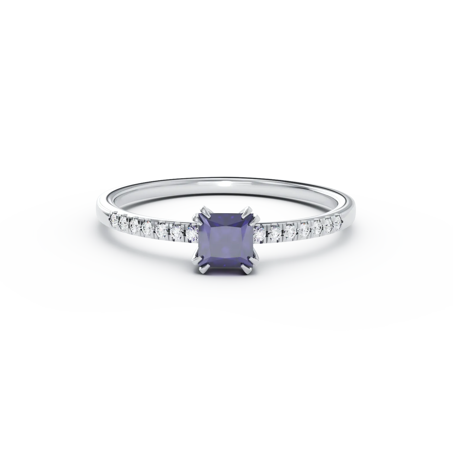 Годежен пръстен от 18K бяло злато с танзанит от 0.4ct и диаманти от 0.05ct