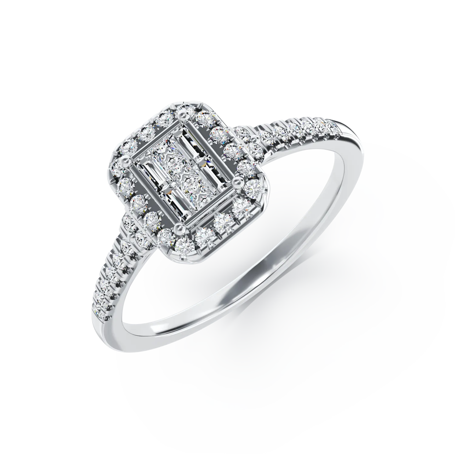 Pierścionek zaręczynowy z 18K białego złota z 0.37ct diamentami