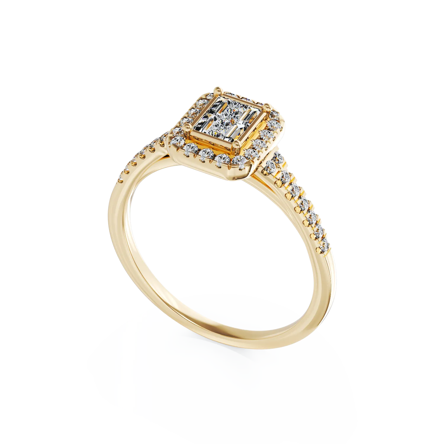 18K yellow gold engagement ring with 0.37ct diamonds
