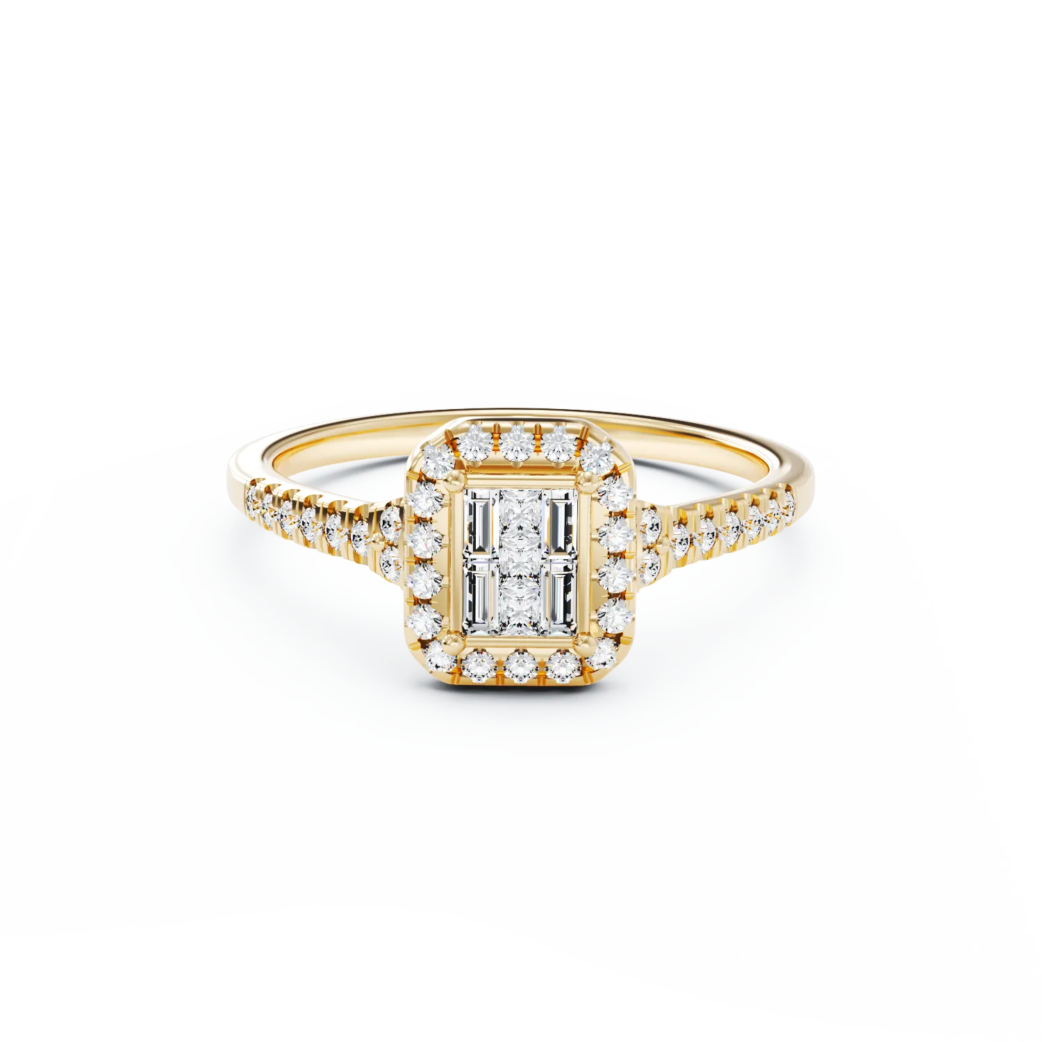 Eljegyzési gyűrű 18K-os sárga aranyból 0,37ct gyémánttal