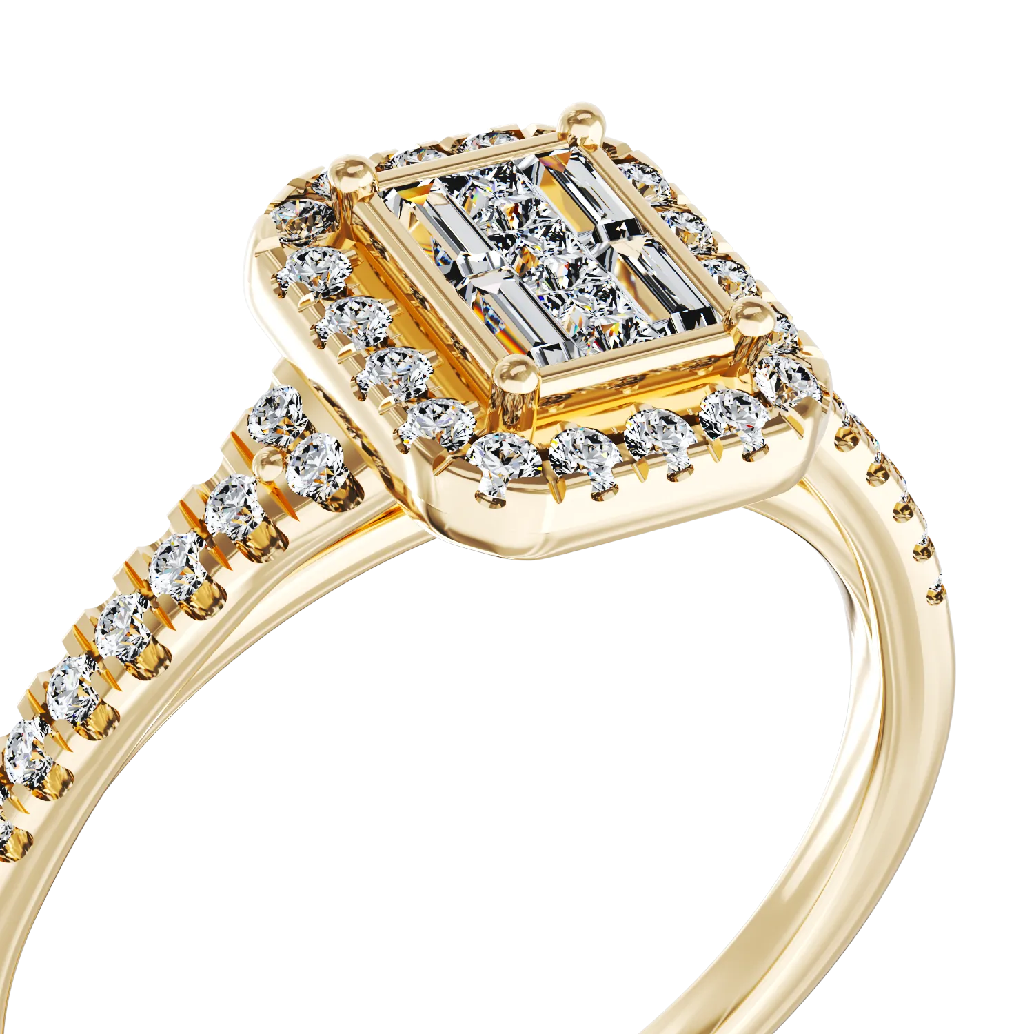 Pierścionek zaręczynowy z żółtego 18K złota z 0.37ct diamentami